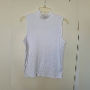 White sleeveless mockneck top